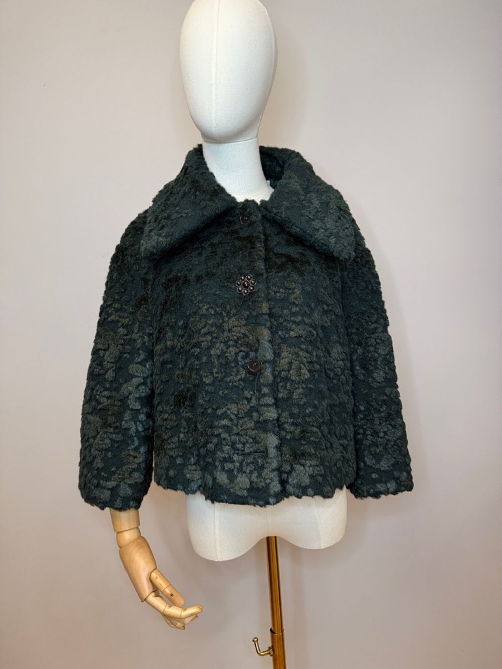 ✨ Stunning Olly Doo 1950s Style Wool-Blend "Persian Lamb" Swing Coat ✨